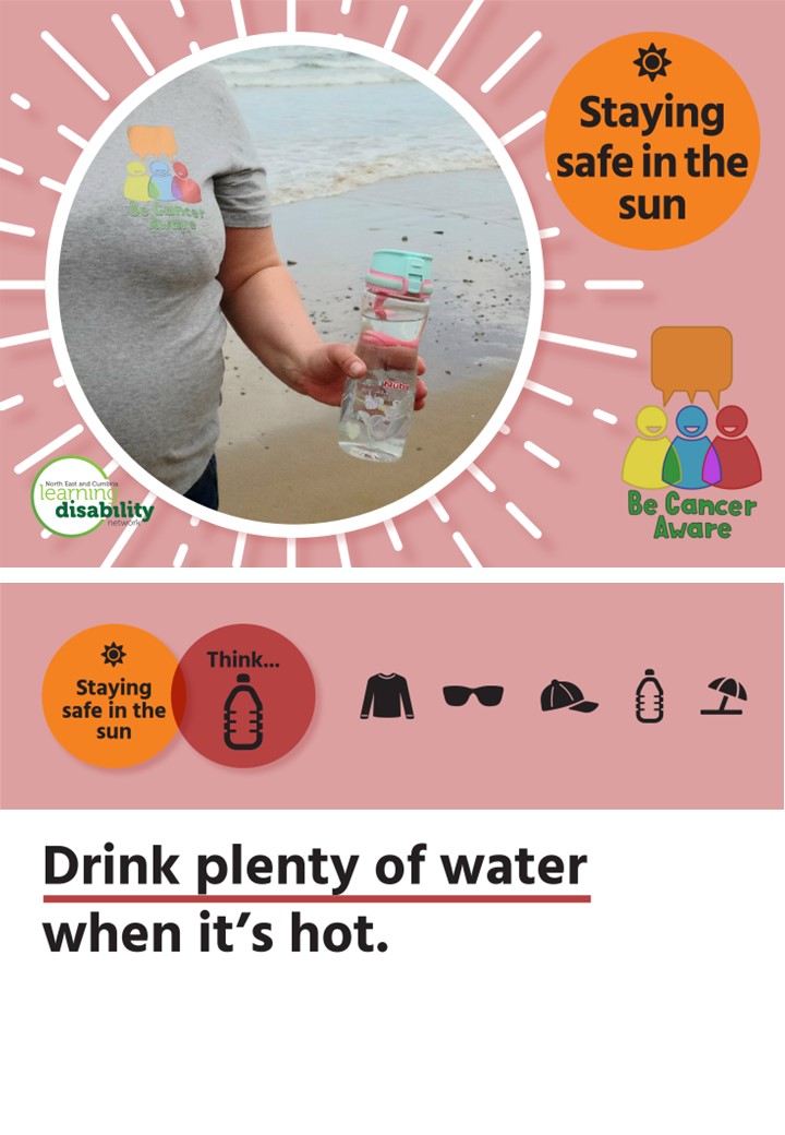 Staying safe in the sun. Drink plenty of water when it is hot #becanceraware @NECLDnetwork @northerncanceralliance