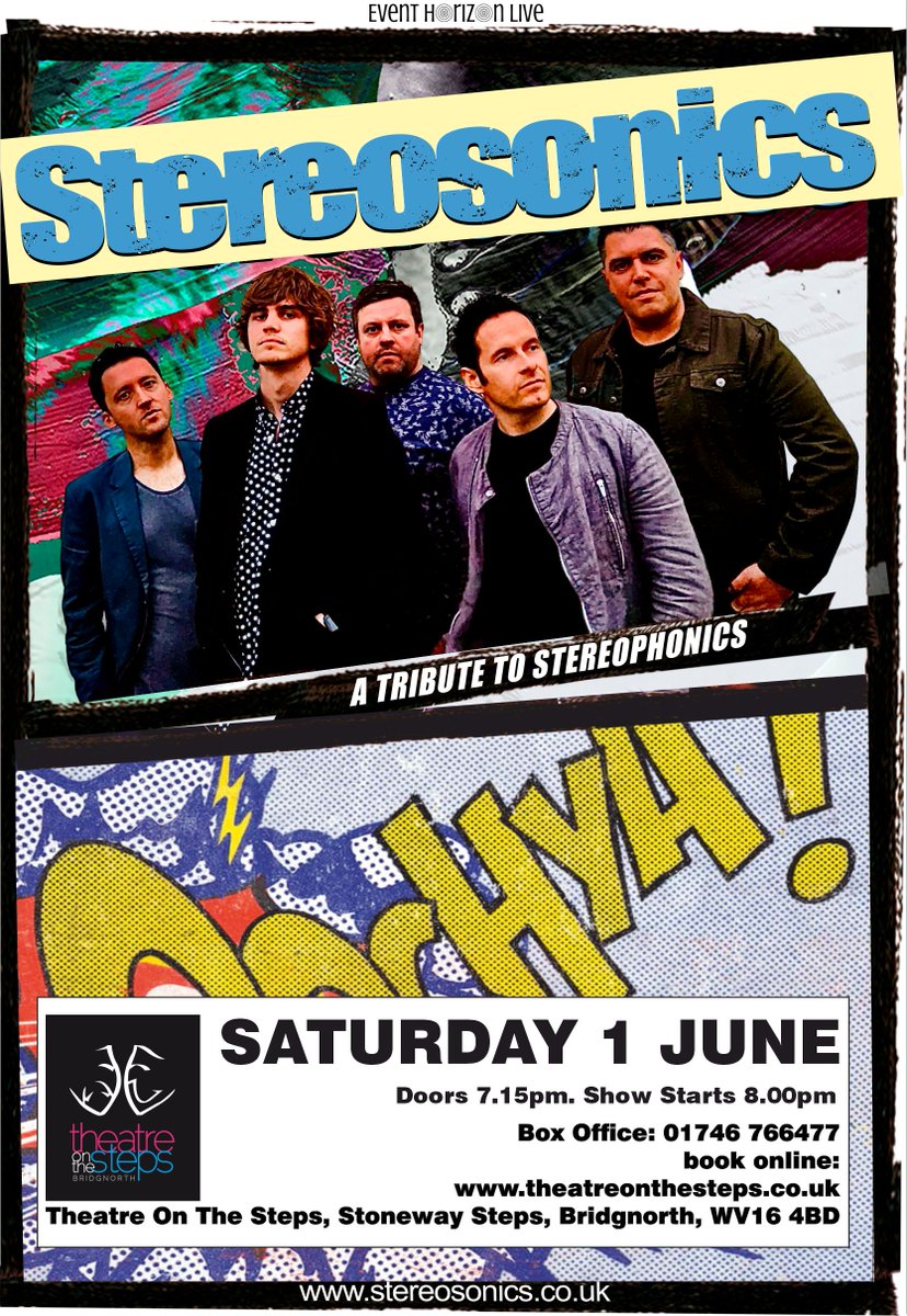 #stereosonics - @stereophonics tribute are coming to #bridgnorth on Saturday 1 June. Playing all the hits and more in a fantastic 2 hour show. So grab your tickets today from theatreonthesteps.co.uk