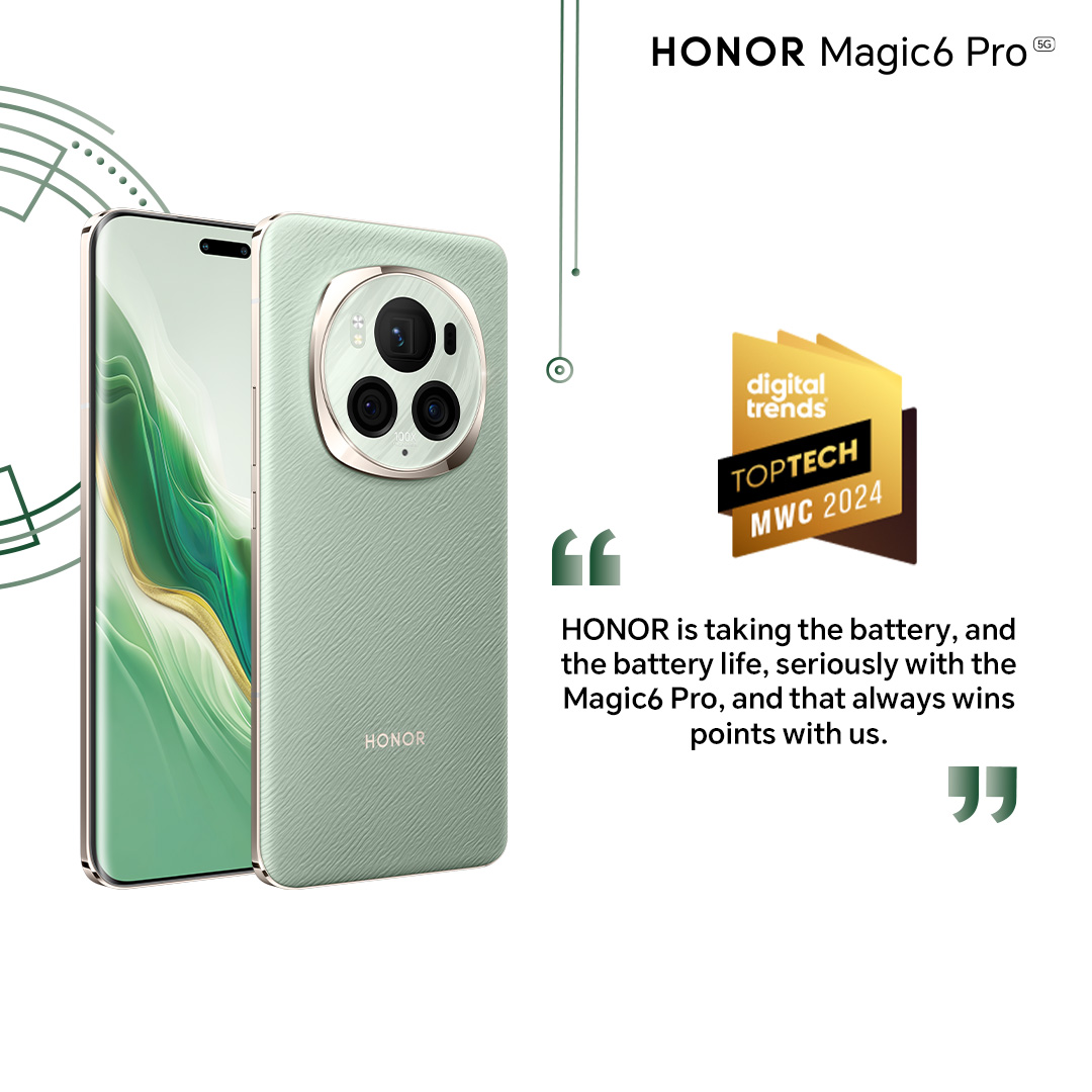 When it comes to battery life 🔋

The #HONORMagic6Pro is the winner 🏆

It is the perfect choice for those who can't stop, won't stop! 

#DiscoverTheMagic