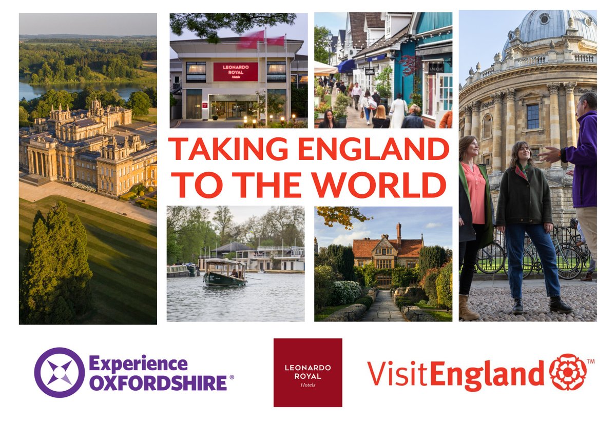 #ExperienceOxfordshire is delighted to be working with @VisitEnglandBiz to offer local tourism businesses a FREE market-leading Taking England to the World training day on Thursday 27 June 2024 at Leonardo Royal Hotel Oxford.

Register now ➡ bit.ly/3wg5W19

#ExOxEvents