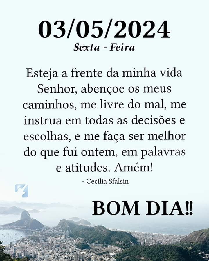 Bom dia! Feliz sexta feira.