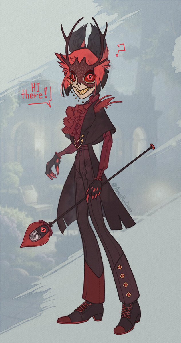 ...hi there?)

We have a masquerade ball in the roleplay, and I had to create an outfit and mask for Alastor overnight. It looks good for a few hours of drawing- 🤔

#HazbinHotel #Alastor #HazbinHotelAlastor