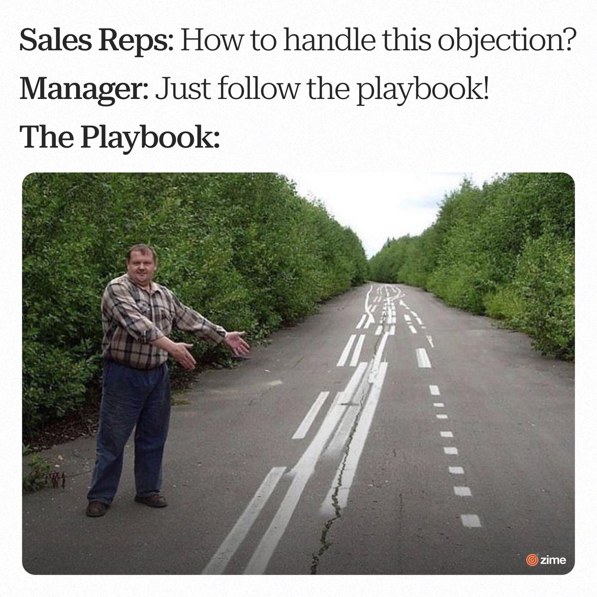 Sales reps hitting roadblocks with objections? Maybe it's time to rethink the playbook! Let's discuss at our event! Stay tuned.

#SalesStrategies #SalesManagement #SalesMeme