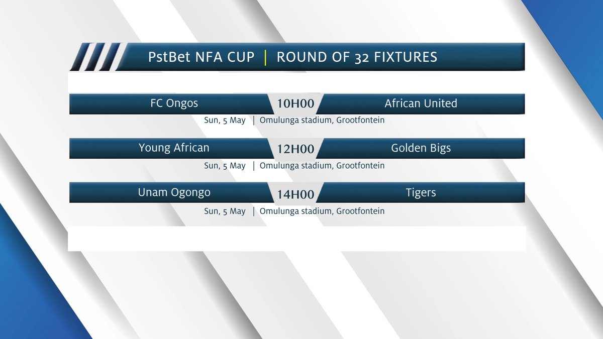 Exciting weekend ahead as PstBet NFA Cup returns in Windhoek & Grootfontein. 32 teams ready to shine against Premier League sides. Fixtures are as follows! ⚽🏆 #NFAcup #FootballFever