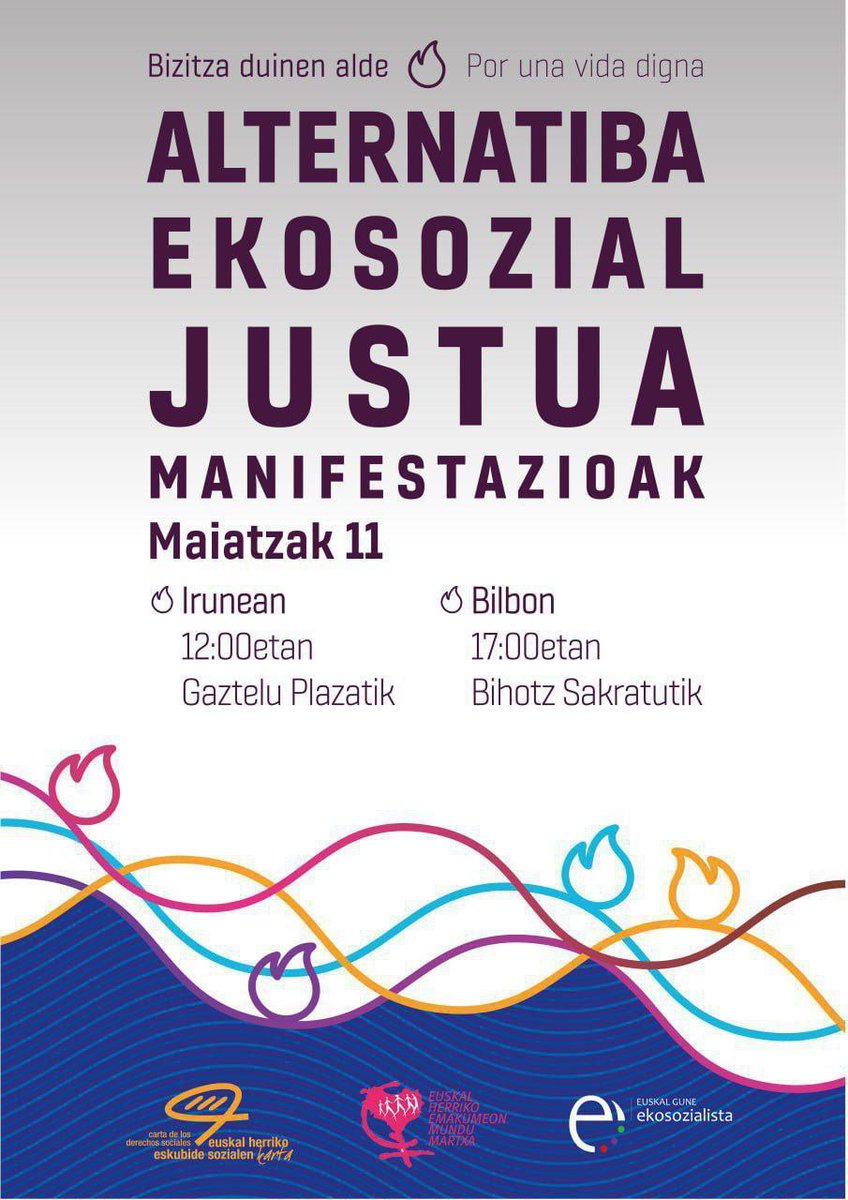 🌏Más de 60 organizaciones sociales y sindicales se adhieren a las movilizaciones del 11 de mayo en Bilbo e Iruñea 📢#BizitzaDuinenAlde #PorUnaVidaDigna Comunicado📲labur.eus/duEOj 📽️ #SuTxikienItsasoa🔥 | labur.eus/G90Tc