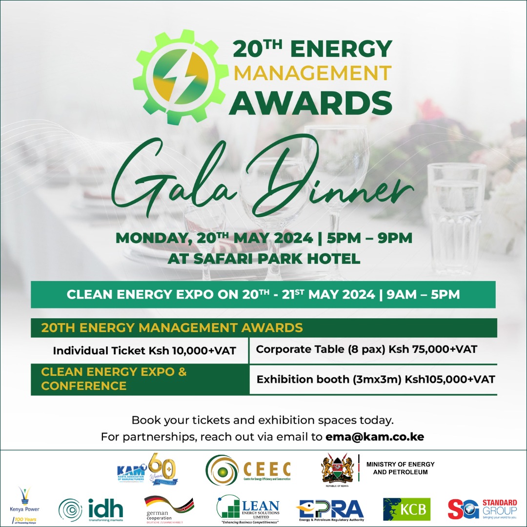 Join KAM in celebrating energy efficiency champions at the 20th #EMA2024. Also, don't miss our Clean Energy Conference and Expo – reserve your booth today to showcase your innovations in clean energy. Register here: forms.office.com/r/9hvear9jHU #CleanEnergyExpo2024