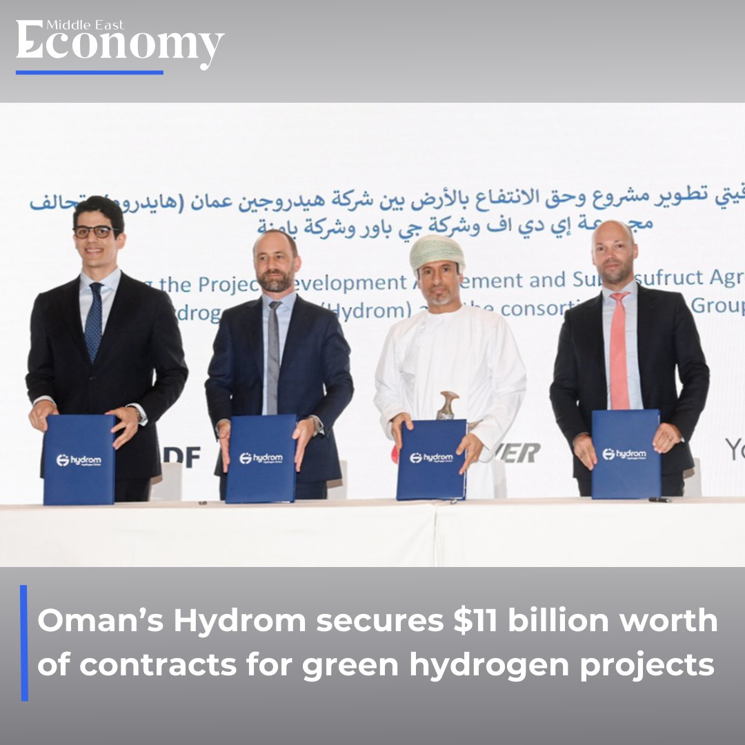 Oman-based company Hydrom has entered into agreements worth $11 billion to develop two new projects for producing green hydrogen. Read more economymiddleeast.com/news/oman-hydr…
#Oman #GreenHydrogen #sustainability