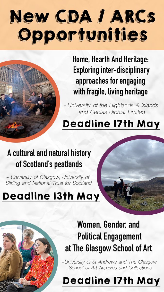 🚨 NEW CDA / ARCS OPPORTUNITIES ALERT! We have a number of new SGSAH-funded CDAs and ARCS commencing in 2024 which are currently open for applications! 📝 🔗 Find details on how to apply 👇 sgsah.ac.uk/prospective/cd… @ThinkUHI @univofstandrews @StirUni @UofGlasgow @ArtHistoryStA