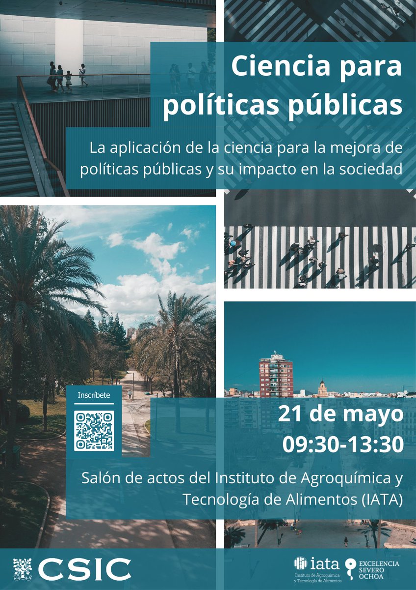 IATA CSIC (@iata_csic) on Twitter photo 📢 En el marco de la Acreditación de Excelencia Severo Ochoa, el <a href="/iata_csic/">IATA CSIC</a> organiza una jornada sobre el impulso de políticas públicas basadas en la evidencia científica.
📅21/05
⏰09:30
📍Salón de actos del IATA
🔗Inscripción: docs.google.com/forms/d/e/1FAI… 📢 En el marco de la Acreditación de Excelencia Severo Ochoa, el <a href="/iata_csic/">IATA CSIC</a> organiza una jornada sobre el impulso de políticas públicas basadas en la evidencia científica.
📅21/05
⏰09:30
📍Salón de actos del IATA
🔗Inscripción: docs.google.com/forms/d/e/1FAI…