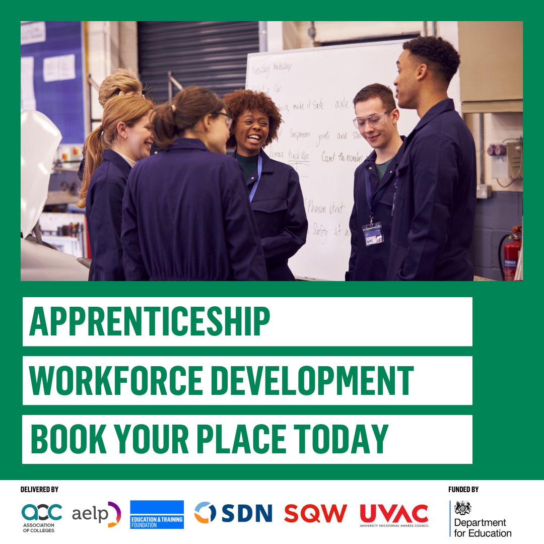 Join us on 22 May for our upcoming Apprenticeship Workforce Development course. Explore how to identify and address issues in the quality of teaching, and improve the retention, satisfaction, and success of apprentices. Spaces are limited, book now: learning.etfoundation.co.uk/courses/planni…
