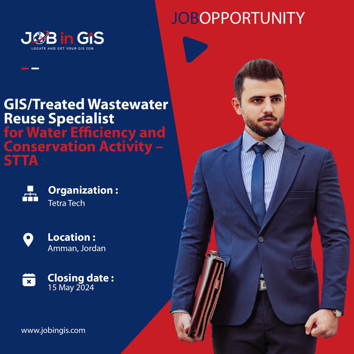 #jobingis : Tetra Tech is hiring a GIS/Treated Wastewater Reuse Specialist for Water Efficiency and Conservation Activity – STTA
📍 : #Amman, #Jordan 

Apply here 👉 : jobingis.com/jobs/gistreate…

#Jobs #mapping #GIS #geospatial #remotesensing #gisjobs #Geography #cartography