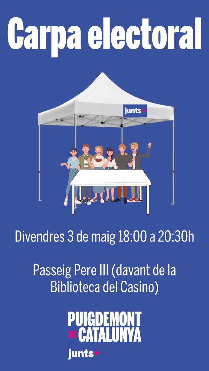 Us esperem avui, a les 18h, a la nostra carpa del Passeig Pere III (Davant de la Biblioteca del Casino)!