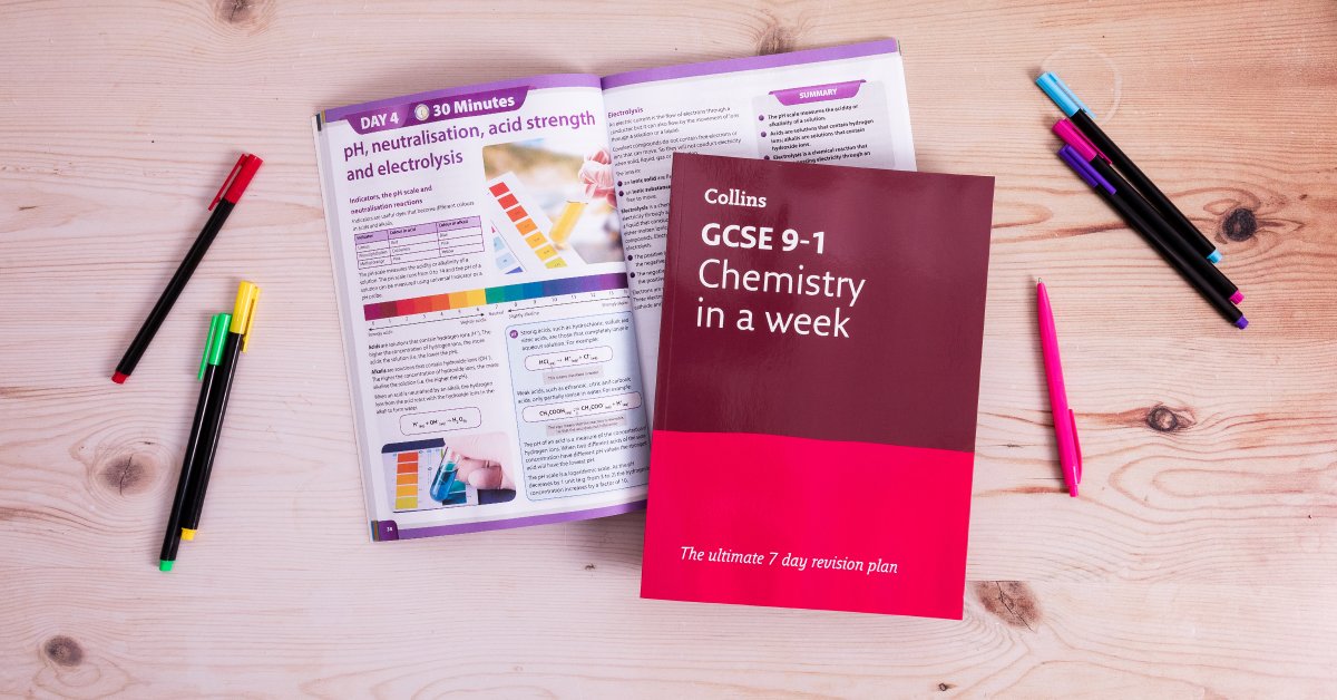 Revise for GCSE Chemistry in a week! Complete with a customised 7-day revision plan, this book enables students to revise key topics in less than an hour. Find out more: ow.ly/9SMU50RlVGQ
