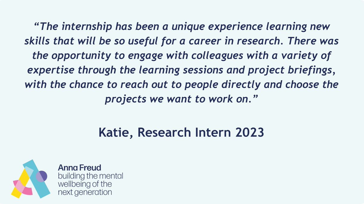 Opportunity Alert!

Our Annual Researcher Internship Scheme at Anna Freud is designed to make #research careers more accessible and inclusive. Join us in shaping the future of mental health research. 

Apply now! orlo.uk/0bQv5  

#DiversityInResearch