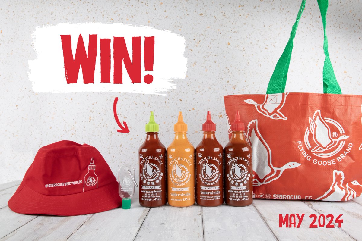 Calling all Sriracha lovers 📢 Want to get your hands on this Flying Goose bundle? Be sure to FOLLOW + RT to be in with a chance to #WIN T&Cs apply: bit.ly/FG-Twitter-Comp