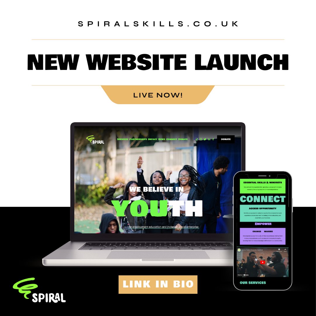 🚀 Exciting news! Check out our #NewWebsite at spiralskills.co.uk! 

💻 Explore services, partnerships, impact, news, and connect. 

Big thanks to @AnywaysCreative for their support in refreshing our look! 

🙌🏽 Excited to collaborate with @bluearrayseo for our next phase! 🌟