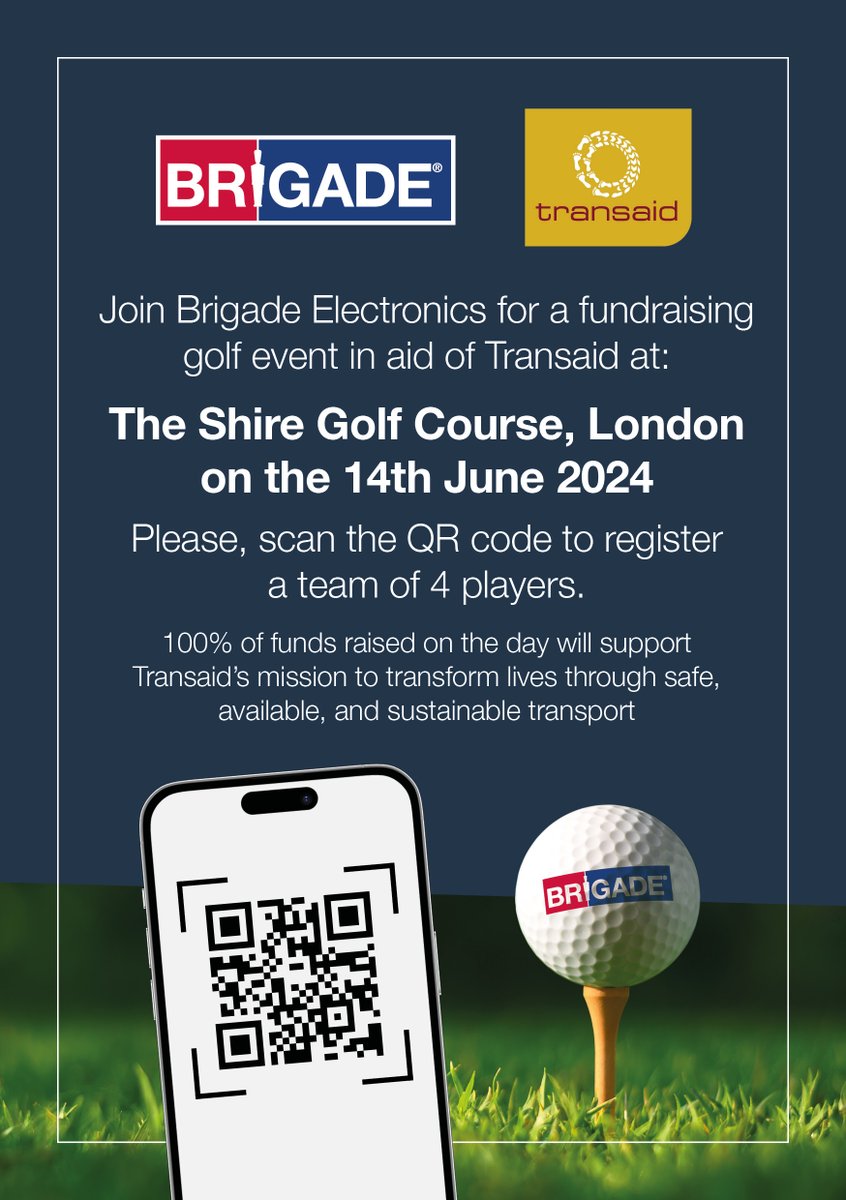 We are delighted to invite you to join an exciting golf day, hosted by @BrigadePLC, to raise vital funds for our programmes. ⛳ The day promises to be a fun and friendly competition- sign up a team of 4 now! ⬇ bit.ly/3WsFE6m