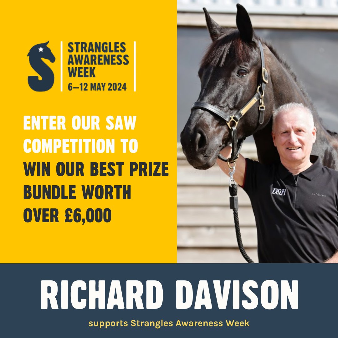 StranglesWeek's tweet image. 🌟 RICHARD DAVISON SUPPORTS STRANGLES AWARENESS WEEK🌟

Get ready to join Richard, as he will be helping you to to enter our SAW competition for a chance to win our BEST prize bundle worth over £6,000 for you and your horse!!!

#SAW2024 #StranglesAwarenessWeek
@davisondressage