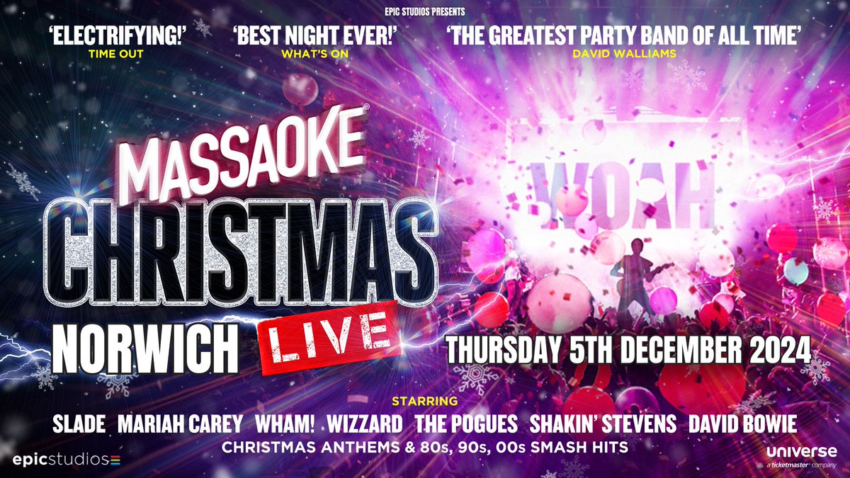 📣 JUST ANNOUNCED: @massaoke return to Norwich this December for a Christmas sing-a-long party like no other We've kept tickets at the low price of £15! Call it an early Xmas gift from us... Book now 🎫 ow.ly/rAPu50RtyWn
