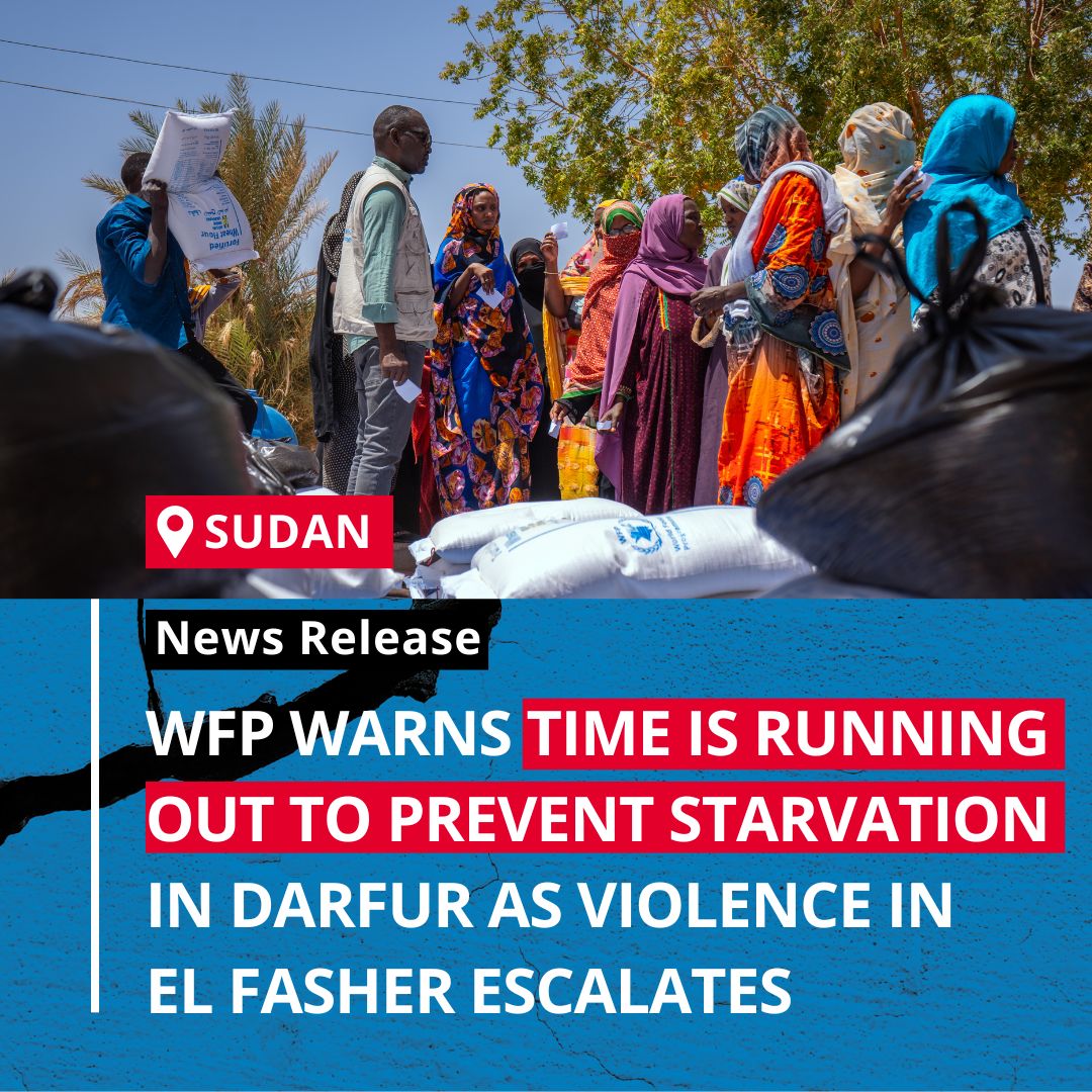 🆘In #Sudan, time is running out to prevent starvation in #Darfur. 🔴@WFP urgently requires unrestricted access to deliver assistance to the families struggling for survival amid devastating levels of violence. 🔗wfp.org/news/wfp-warns…