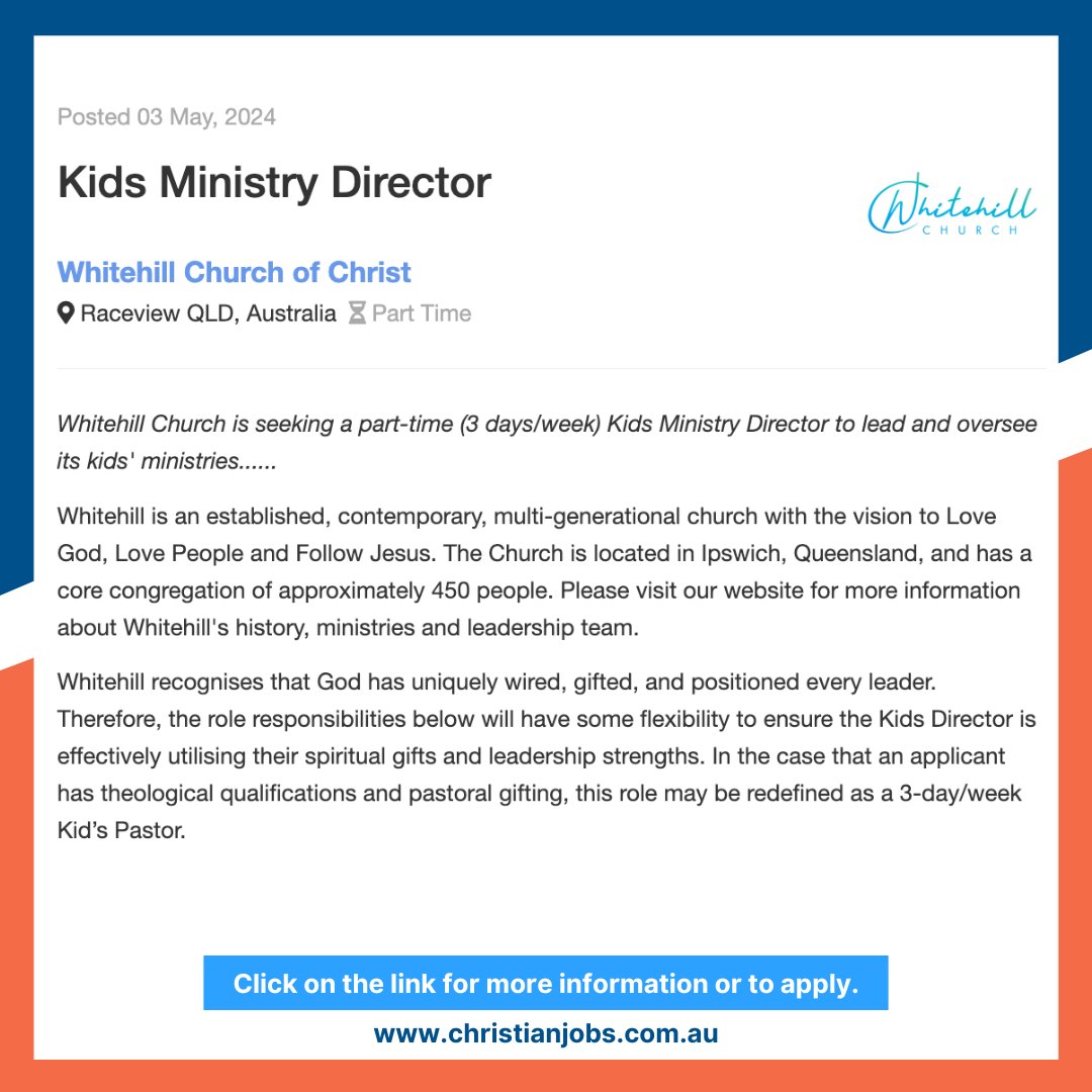 FEATURED JOB
For further information, click here ow.ly/vRQA50RvmK1

#ChristianjobsAustralia #ChristianJobsAU #ChristianCareers #AussieChristians #ChristiansAustralia #ChurchJobsAustralia #ChurchJobs #AdminJobs #Ministry #Christians