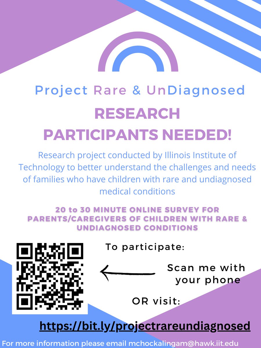 What's it like to have a child with an undiagnosed condition? Researchers at Illinois Institute of Technology want to better understand the challenges and needs you face. Learn more about the study and complete a 20 to 30 minutes to get involved. 👉 ow.ly/F3Rs50Rvs90