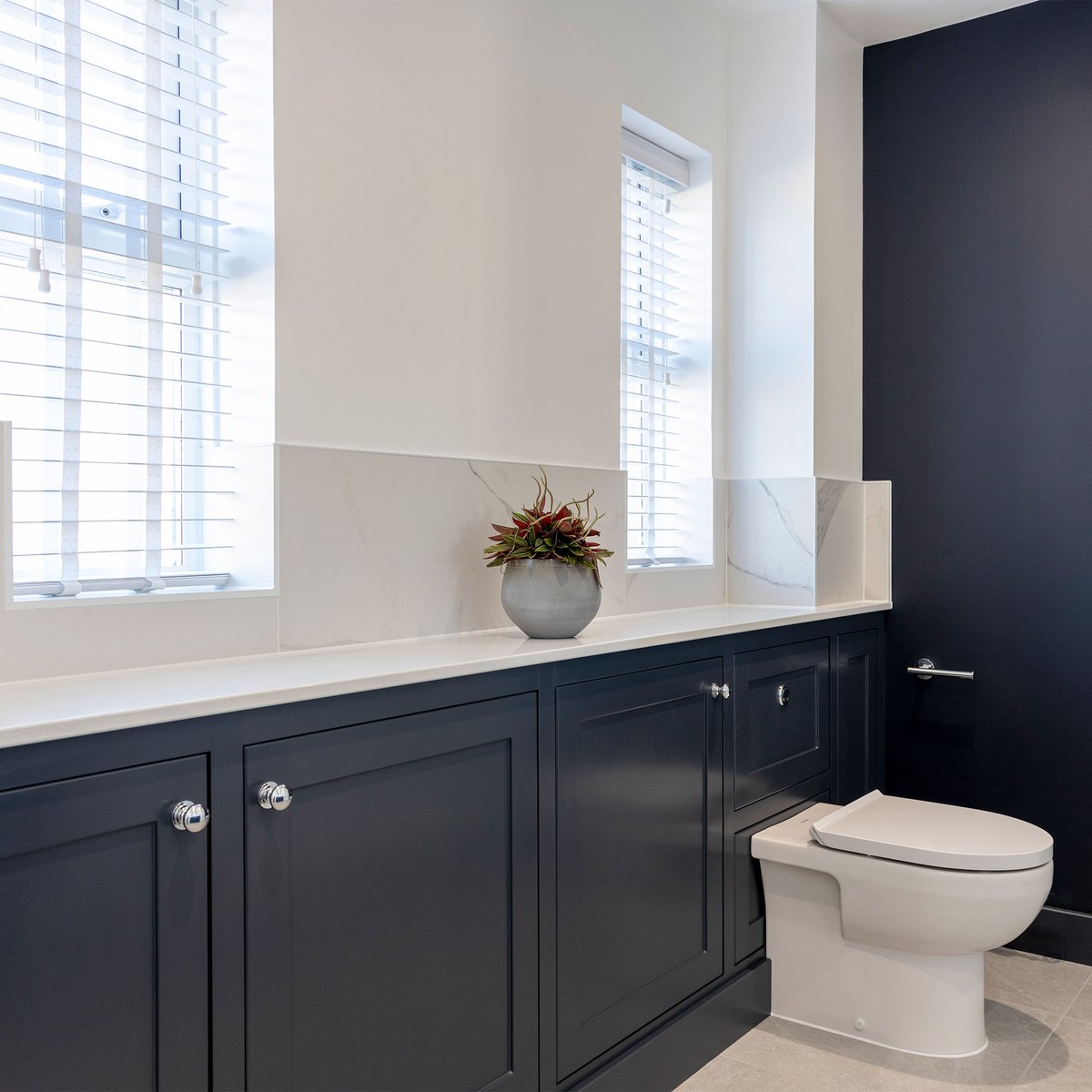 We recently completed the #cabinetry for this stylish bathroom in #Pulborough.
In-built shaker frames for masses of storage, all finished in a lovely deep blue colour.
If you'd like a quote for something similar, please call 
ow.ly/gaIP50RvrLa
#cabinets #furniture #handmade