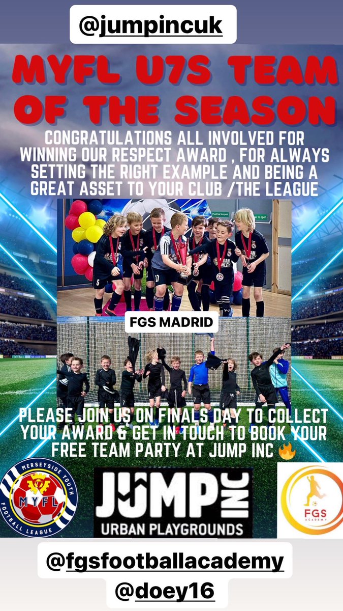 First of our respect awards this season goes to @FutureGymSport1 team full of talent who conduct themselves brilliantly week in week out #respect @jumpincuk thanks for allowing this to happen. @Liverpool_CFA @Teamgrassroots_ 🥳👏🏻⚽️