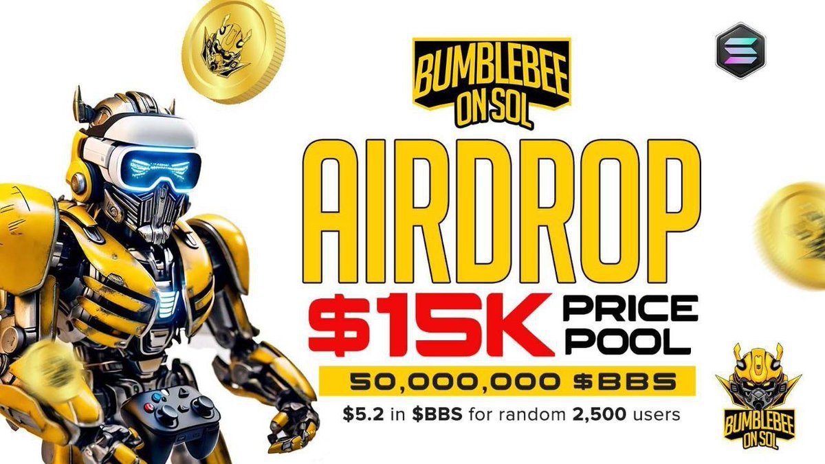 New #airdrop: Bumblebee (Random 2500) Reward: $15,000 in BBS News: GameFI, Yahoo Distribution date: After listing 🔗Airdrop Link: app.bumblebeeonsol.com 2500 Random winners will receive $5.2 worth of $BBS each with 20 points Top 300 Referrers with above 50 points will share…