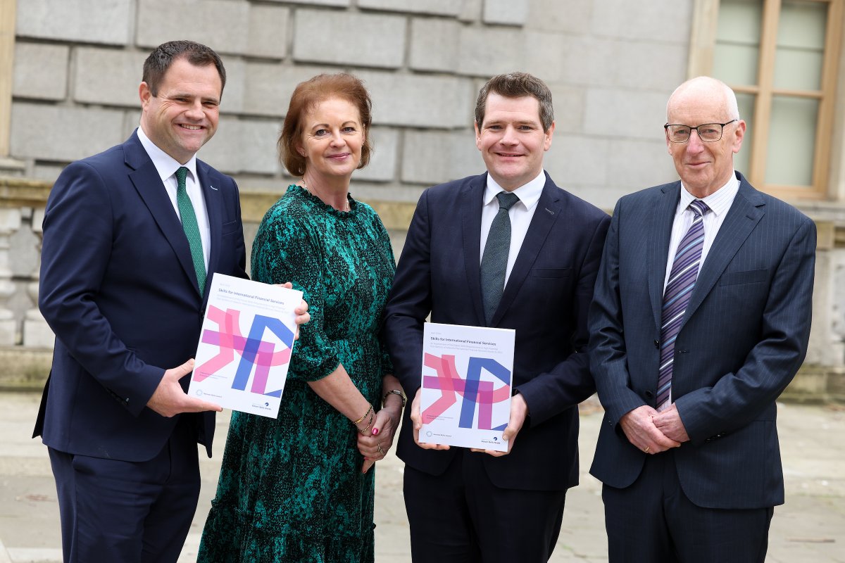 #PressRelease. Today Minister @peterburkefg and Minister @nealerichmond welcomed a report from the Expert Group on Future Skills Needs @EGFSN on the skills needed for Ireland’s International Financial Services sector. Peter Burke: 'Growth prospects for the sector are strong. And