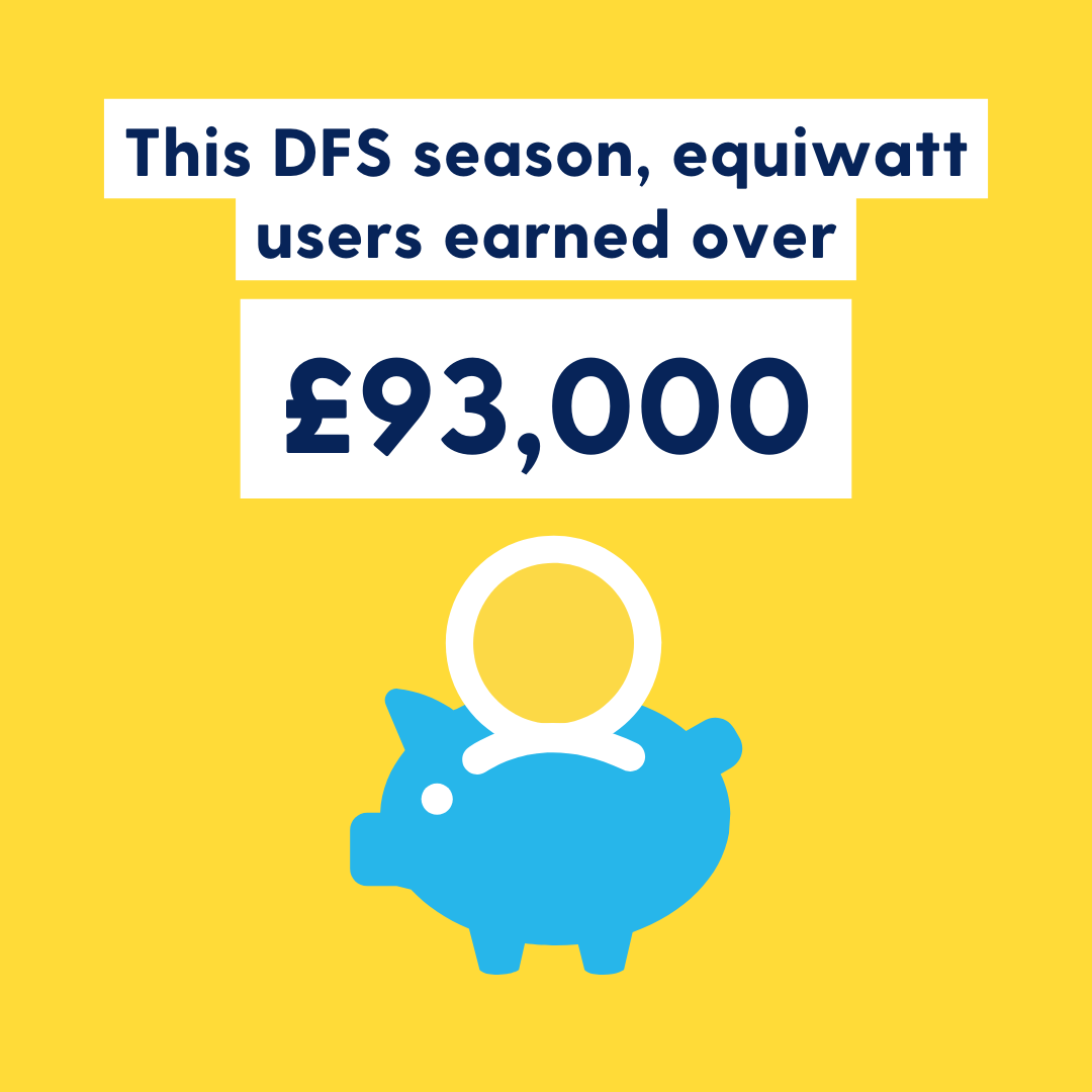 Here's another DFS season stat for you all! ⚡️📈 This DFS season, equiwatt users earned over £93,000 earned in total across all events. That is truly amazing. #equiwatt #nationalgrid