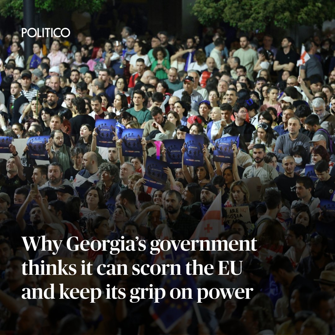 Eighty percent of Georgians want to join the European Union. So why is the country’s government so confident it will hold onto power despite torpedoing the nation’s EU prospects? 🔗 trib.al/KInjM7A