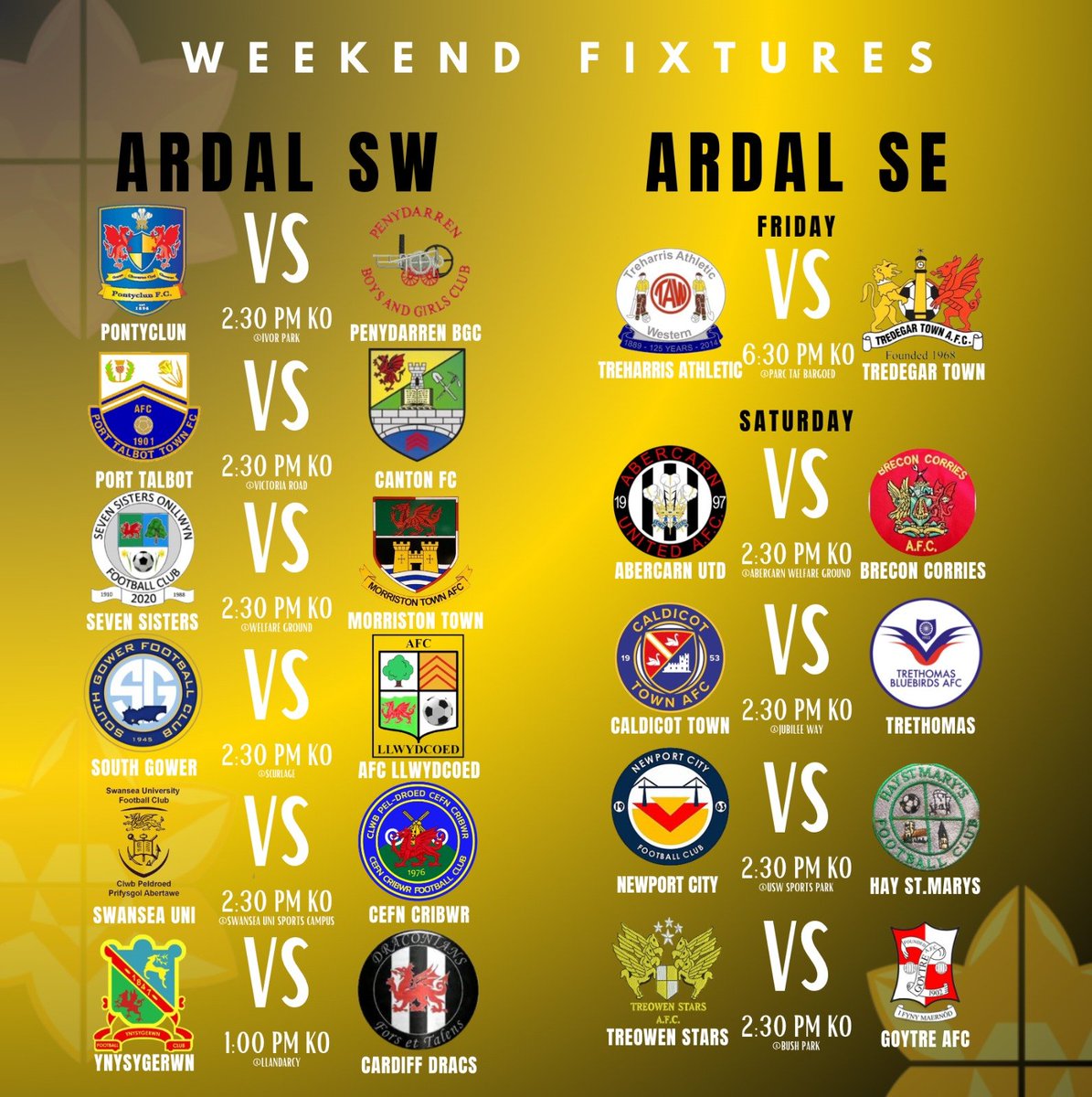 This Weekend's Fixtures @ArdalSouthern