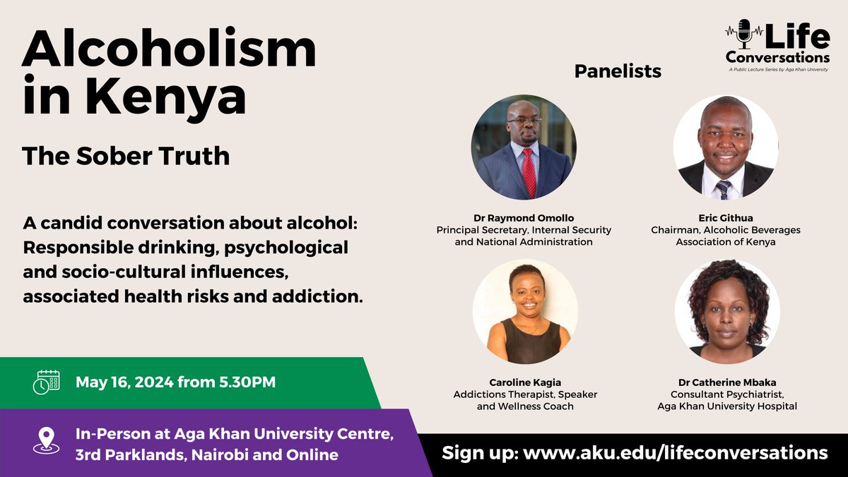 Is there a safe amount of alcohol? What influences alcohol addiction? How do we support people addicted to alcohol? Let’s have a candid conversation at our upcoming public forum. Register here: aku.edu/lifeconversati…