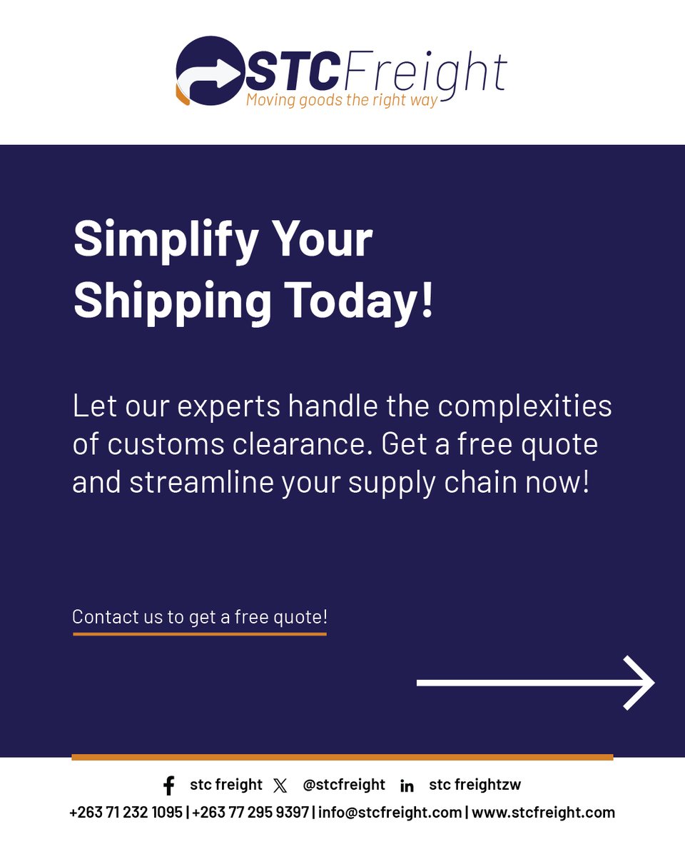 Simplify your shipping with us! Our experts navigate the complexities of customs clearance, saving you time & headaches. ⏱️

Get a FREE quote & streamline your supply chain TODAY!  #FreightForwarding #CustomsClearance