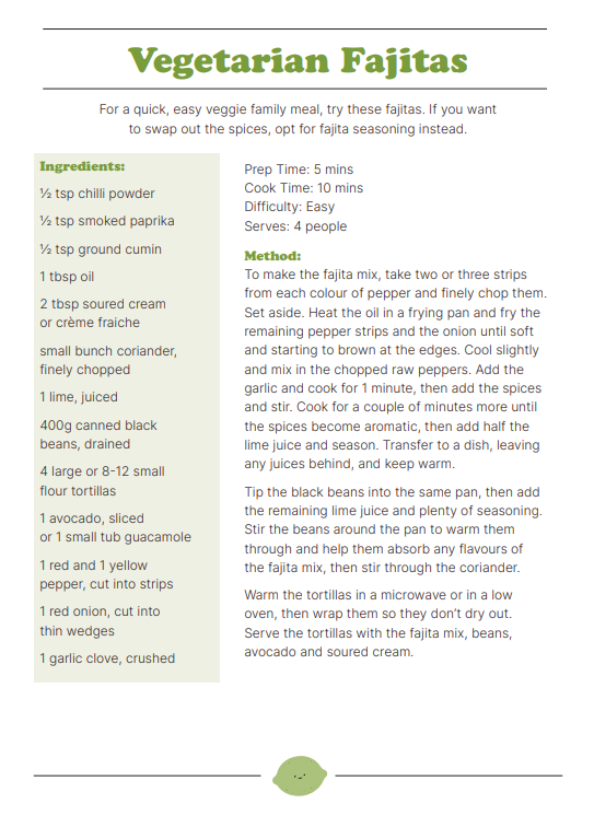 Are you in need of a quick and easy meal that's packed full of veggies and flavour after the Bank Holiday? 🫑🧅🧄 Why not try this fajita recipe from the @QueenGreensBus Recipe Book, which features meals made from ingredients found on the bus! Read it👉feedingliverpool.org/queen-of-green…