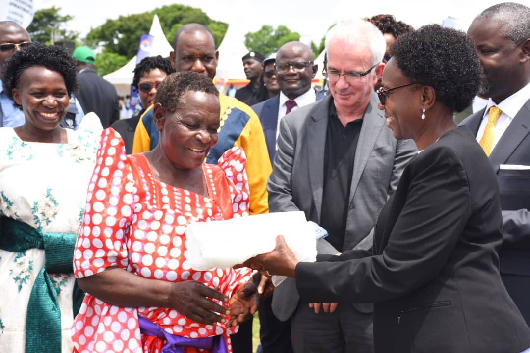 Handing over of mosquito nets to beneficiaries in Kibuku District. The District is currently facing a Malaria epidemic with 60% of Outpatient visits and 47% inpatient visits due to Malaria.