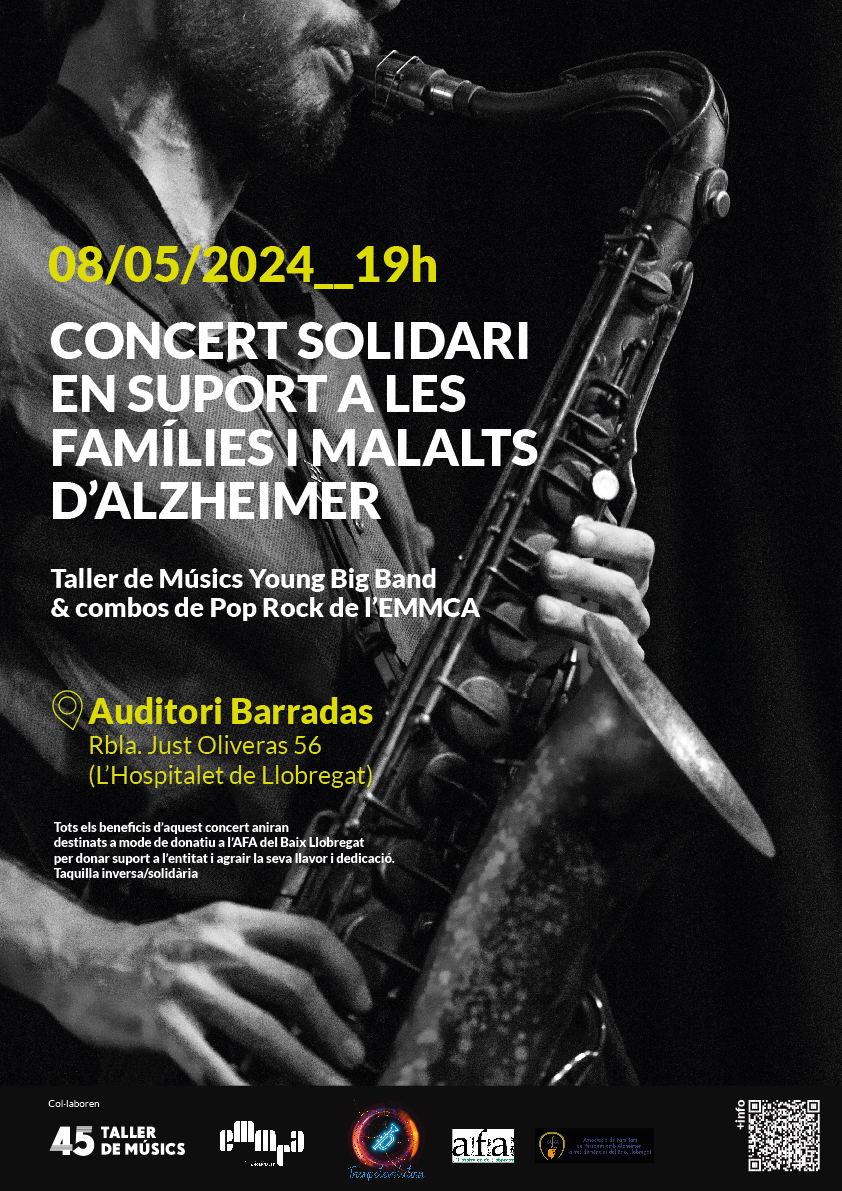 ⚡ El Trompetista Iñaki Grau, @tallerdemusics  i @EMMCACentreArts  s'uneixen per oferir un concert benèfic a favor de l'AFA (Associació de Familiars i malalts d'Alzheimer)
 
❤️ Imperdible!!!

📆 dimecres 8 de maig
🕖 19h
🎫taquilla inversa