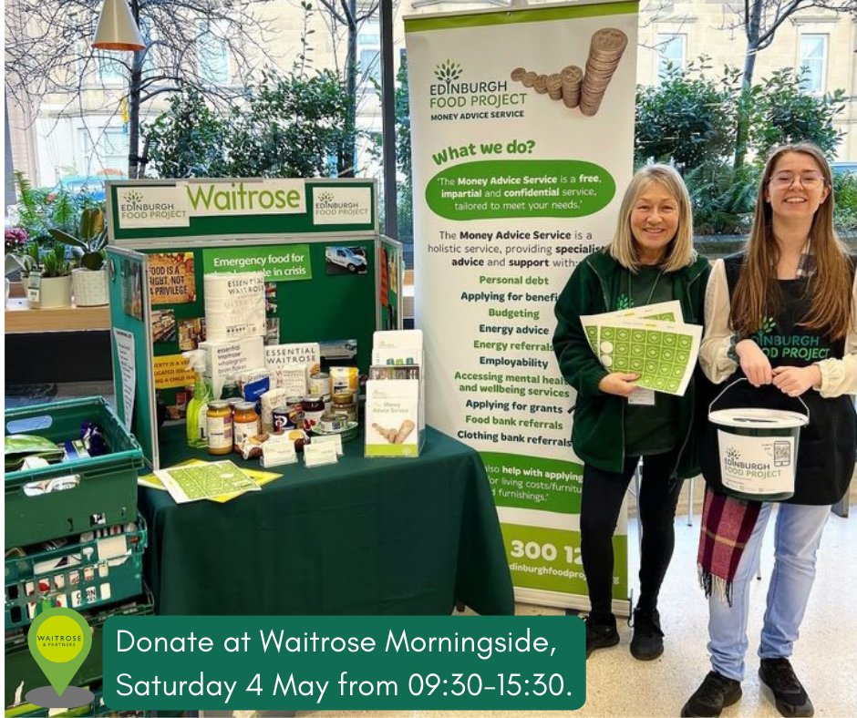 You can make a difference to someone struggling to afford food this weekend at Waitrose Morningside By donating a tin of fish, a carton of UHT milk, or some coffee, you are filling foodbank shelves 🥫 📍Waitrose Morningside 🕙9:30AM – 3:30PM Thank you 💚 #Edinburgh #FoodBanks