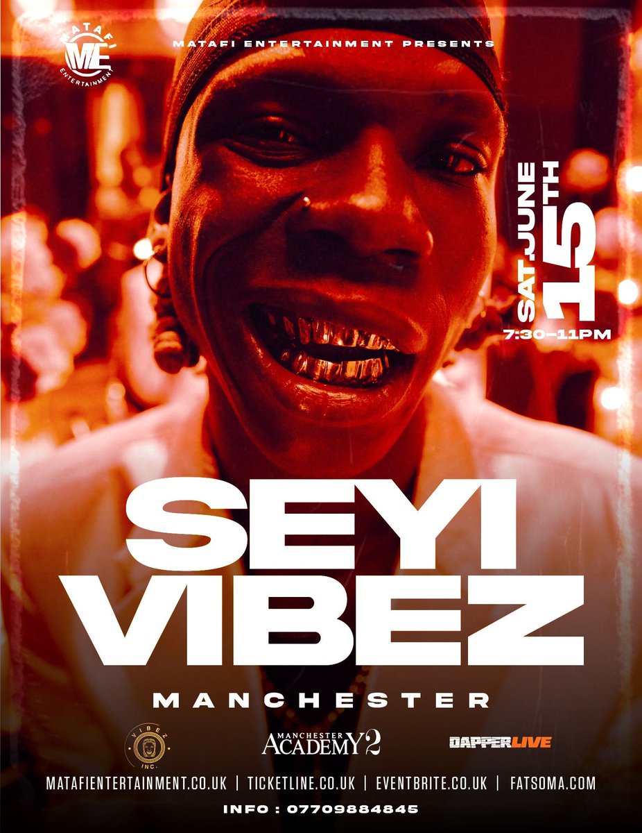 😍 NEW & ON SALE: @seyi_vibez 📅 Saturday 15th June 2024 // Manchester Academy 2 🎫 TICKETS via manchesteracademy.net