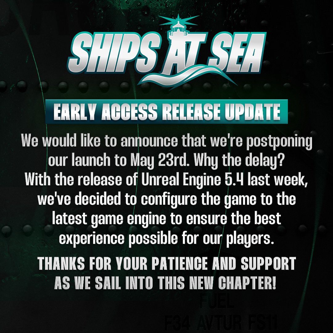 Thank you for your patience and your support! ❤️ 
#ShipsAtSea #EarlyAccess #UnrealEngine