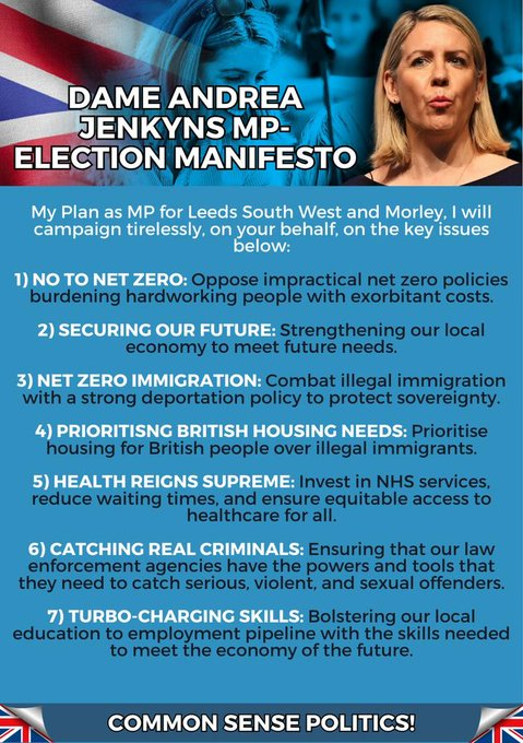EVERY TORY MP - PAY ATTENTION. @andreajenkyns has produced a genuine CONSERVATIVE manifesto as opposed to the 'One Nation Liberals' wet and Woke ideas. 🔆Follow Angela and get elected. 🔆Follow Rishi and get rejected!