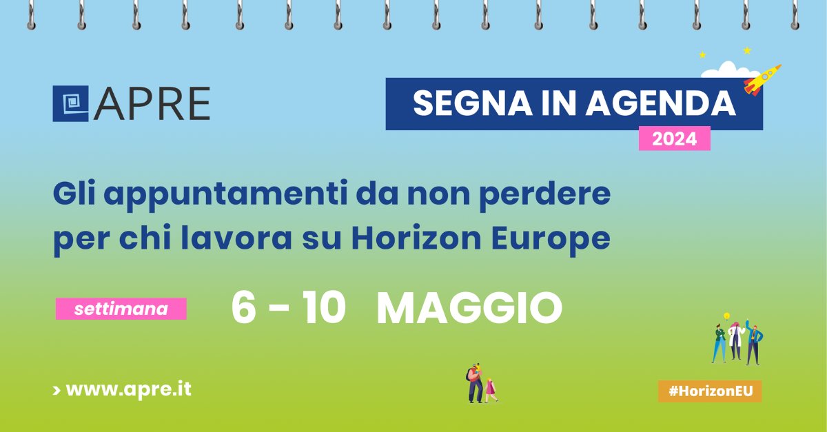 📌 SEGNA IN AGENDA... 📝 Gli appuntamenti per chi lavora su #HorizonEU 🔜 ​ 🔸 #MISSIONITALIA Horizon Europe | Info day nazionali sui bandi #EUMissions 2024 📅 7-8/05 💻 🔹 #InnovationVillage 2024 📅 8-9/05, Napoli 🌍 👉 apre.it/eventi #APREagenda