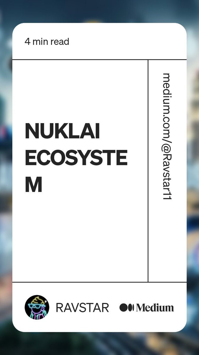 Hello Nuklaians 💎 
If you want to know in depth about Nuklai's ecosystem then read this article of mine.🙂

Read this story from RAVSTAR on Medium: medium.com/@Ravstar11/nuk…
@NuklaiData 
@Nuklai_India 
#Nuklai 
#SmartData