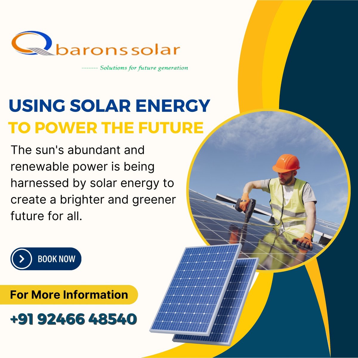 Harness the sun's power for a brighter tomorrow with solar energy! ☀️🌿

🔹 Clean Energy Revolution
🔹 Sustainable Future
🔹 Solar Power Dominance

Book now for a sustainable future! For more information, contact: 092466 48540

#SolarEnergy #RenewableFuture #CleanEnergy