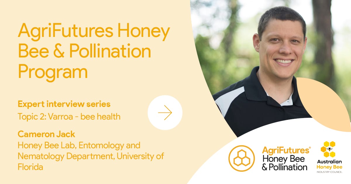 🐝🍯 AHBIC & AgriFutures team up to safeguard Australia's #honeybee and #pollination industry with #varroa management resources. Check out our weekly interviews with global experts. This week: Assoc. Prof. Cameron Jack from @UF 🌻 Watch now 👉 bit.ly/3TTO2ZC