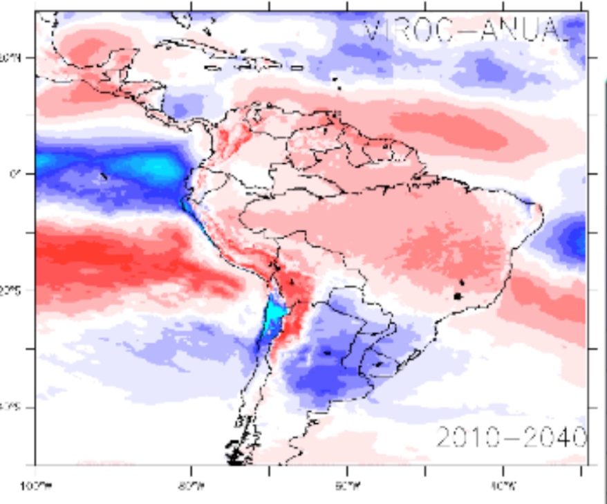 À esquerda, o Rio Grande do Sul nesta semana. À direita, modelo climático rodado HÁ QUASE UMA DÉCADA mostrando as projeções de chuva (roxo) para o meio do século. Só se surpreendeu quem passou os últimos anos negando a ciência. #AdaptaçãoJá #SOSRS