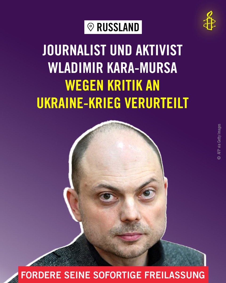 Fordere am heutigen #TagderPressefreiheit sofortige Freilassung v Wladimir Kara-Mursa: bit.ly/3SYvS8C

Der Journalist wurde 2022 in der Nähe seiner Wohnung in Moskau festgenommen und u a wegen seines politischen Aktivismus #Russland vor Gericht gestellt. #Pressefreiheit