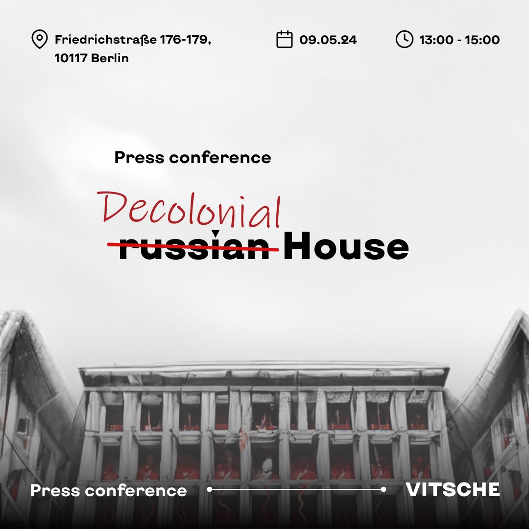 1/5 Am 9. Mai laden wir euch herzlich ein, uns von 13:00 bis 15:00 Uhr in Berlin zu begleiten, wenn wir das Dekoloniale Haus vorstellen. Diese Initiative erhebt sich aus dem russischen Haus, um die Wahrheit über russische Verbrechen…