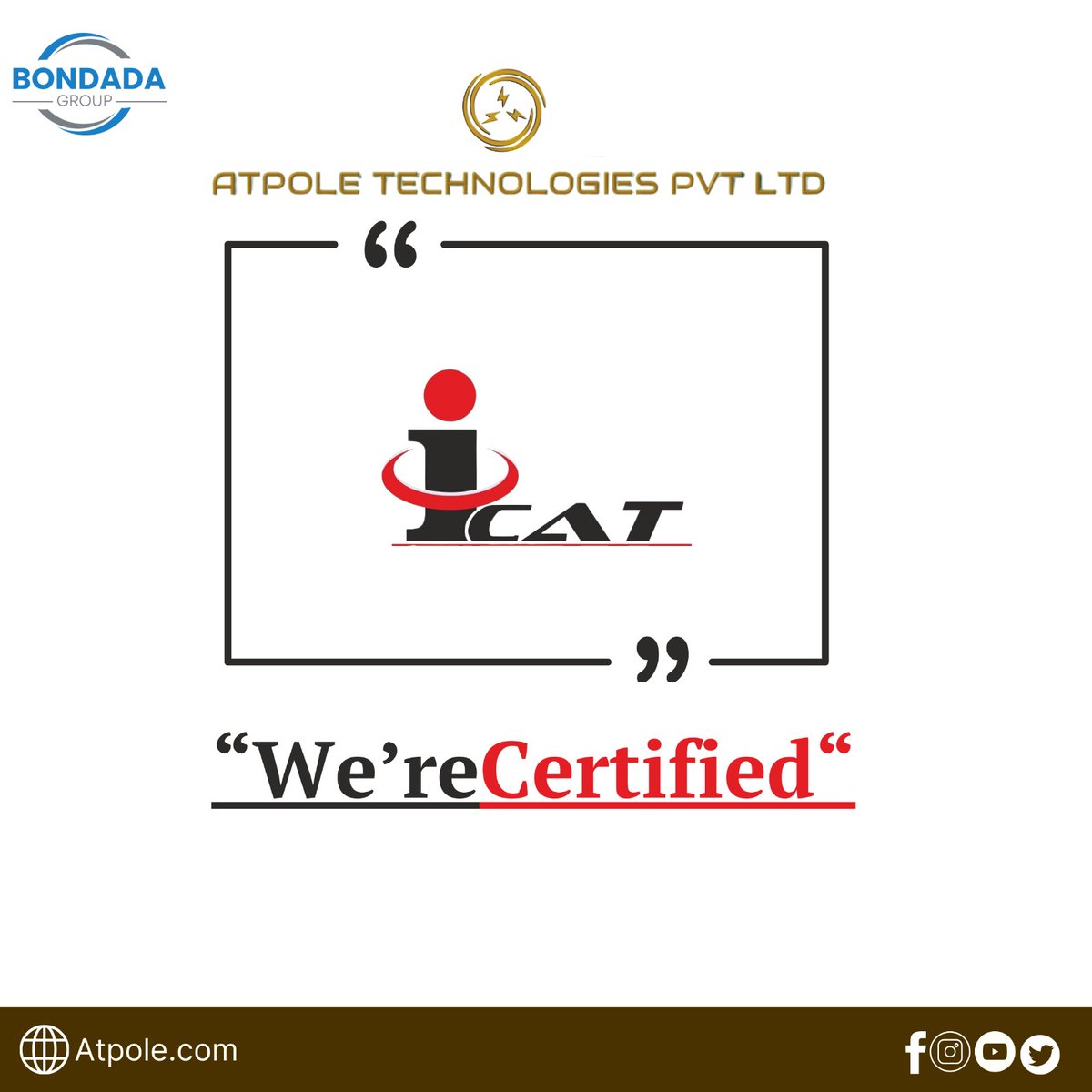 Exciting news alert! Atpole Technologies Pvt Ltd just clinched the prestigious 'icat' approval certification for our motors.
#AtpoleTech #QualityMatters #IndustryStandards  #MotorCertification #CertifiedSuccess #HighStandards #ClickLinkInBio #CelebrateSuccess #joinTheJourney